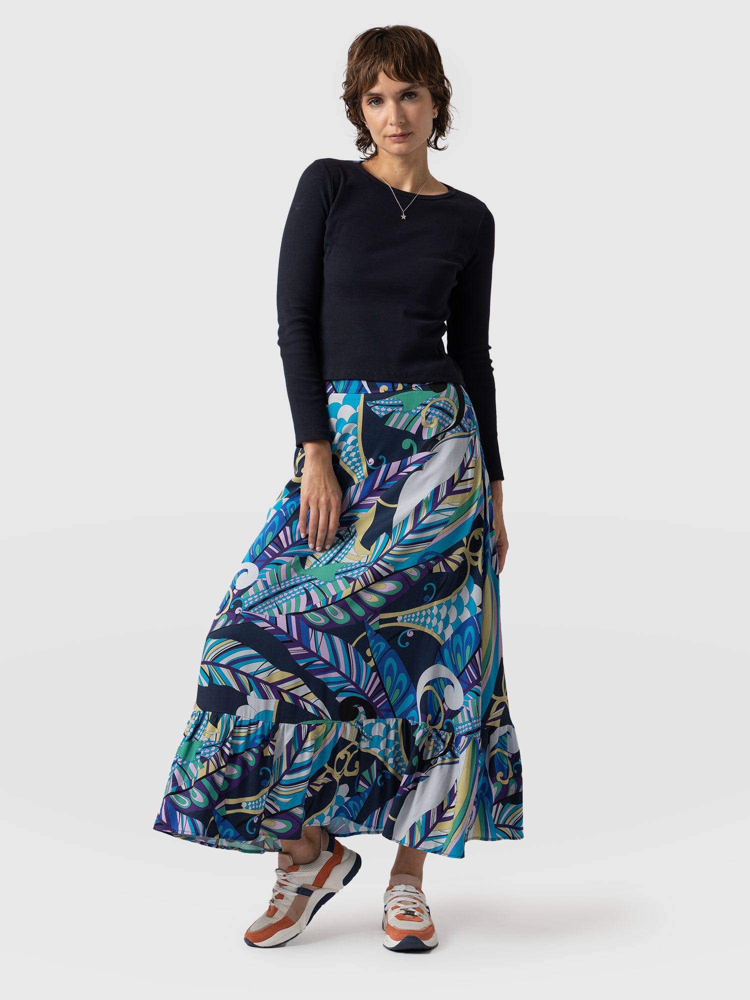 Riley Skirt Blue Palm - Women's Skirts | Saint + Sofia® USA